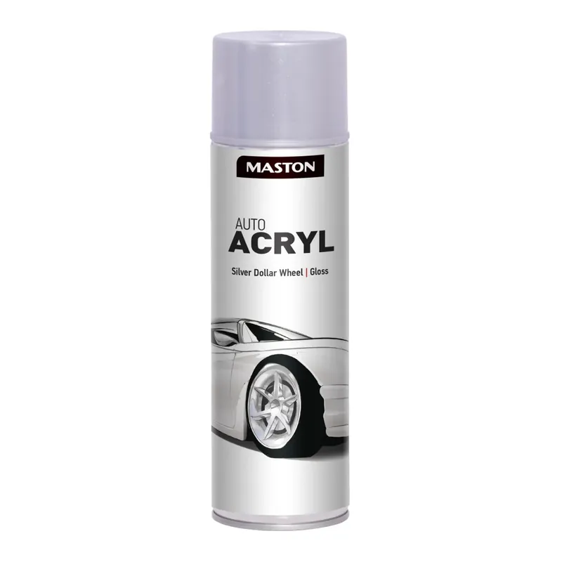 Goedkoop Maston Auto Acryl Wheel Spray - Hoogglans - Silver Dollar Wheel - Zilver - velgenlak - 500 ml