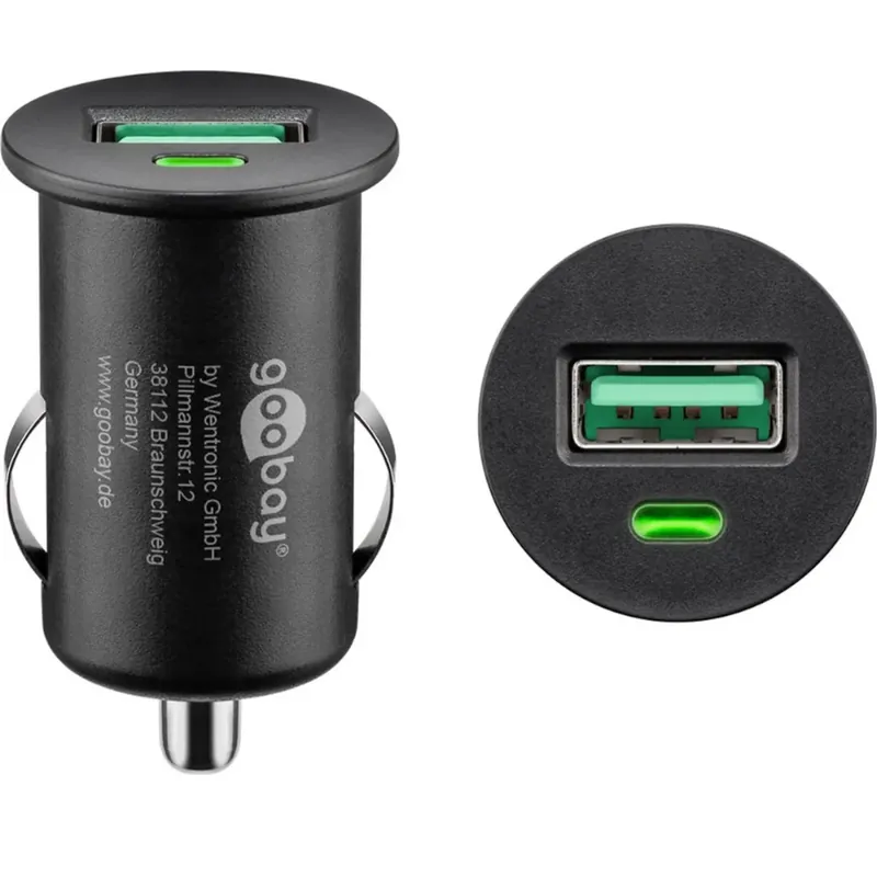 Goedkoop Goobay USB autolader met 1 poort - Quick Charge 3.0 - 3A - Zwart