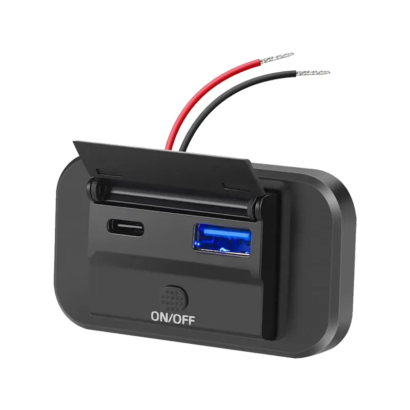 Fabrieksprijs Proride 12v Usb/usb C Autolader 2 Poorten Opbouw Met Schakelaar - 36w - Qc3.0 - Usb Stopcontact