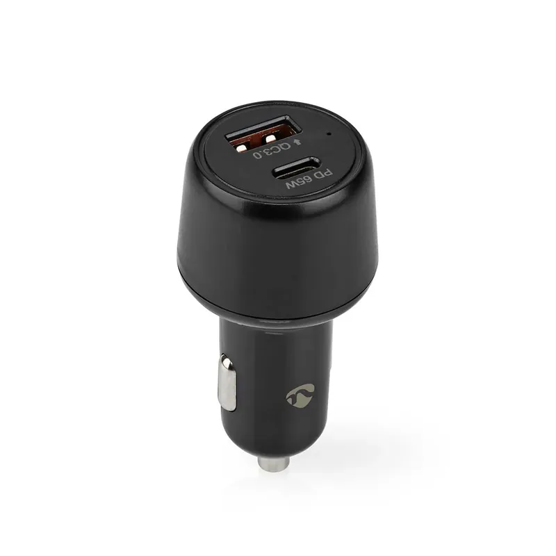 Nedis autolader Fresh Green Charge 65 W - 2,0 / 3 / 3,25 A zwart Garantie Inbegrepen