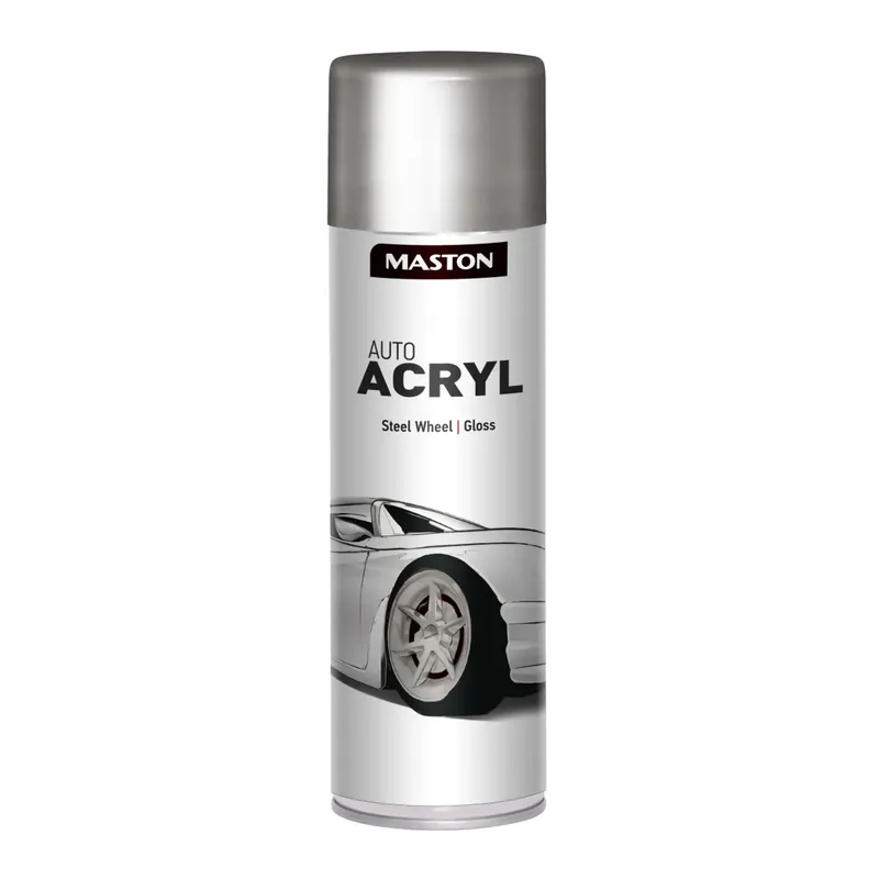 Maston Auto Acryl Wheel Spray - Hoogglans - Steel Wheel - Grijs - Velgenlak - 500 Ml - Spuitbus Verf Topkwaliteit