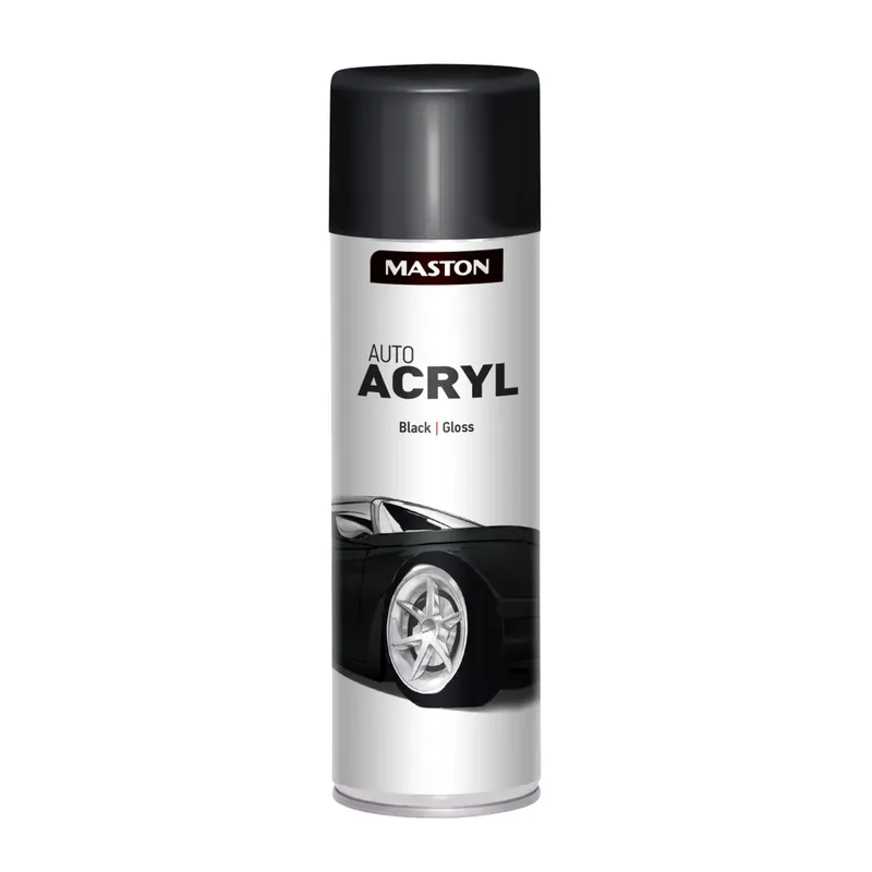Origineel Maston Auto Acryl Spray - Hoogglans - Zwart - Autolak - 500 Ml - Spuitbus Verf