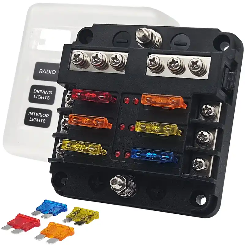 Proride Steekzekeringhouder 6-voudig - Incl. Steekzekering - 12v - Yj-fb606 - Zwart - Voor Auto, Trendy