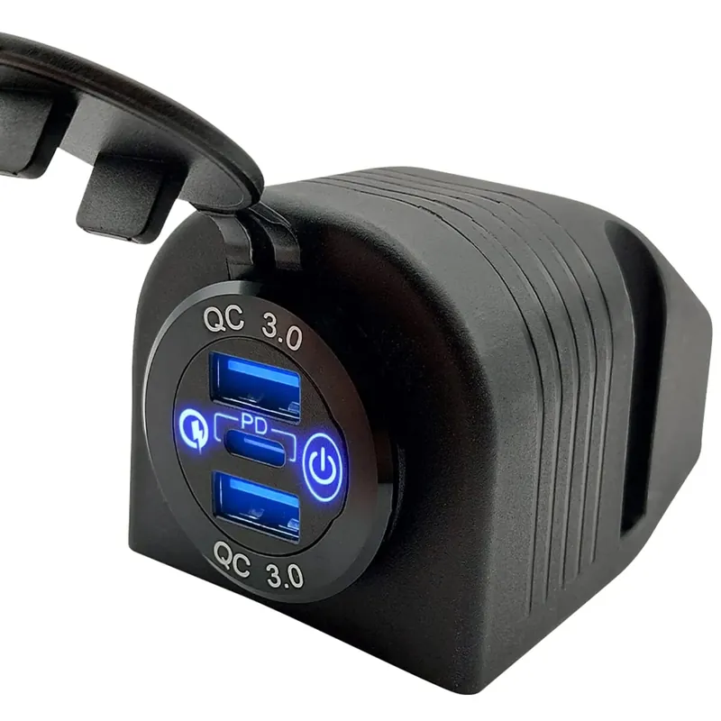 Proride 12v Usb Stopcontact 3 Poorten Opbouw Met Schakelaar - Qc3.0 - Usb Autolader, Boot En Camper Exclusief