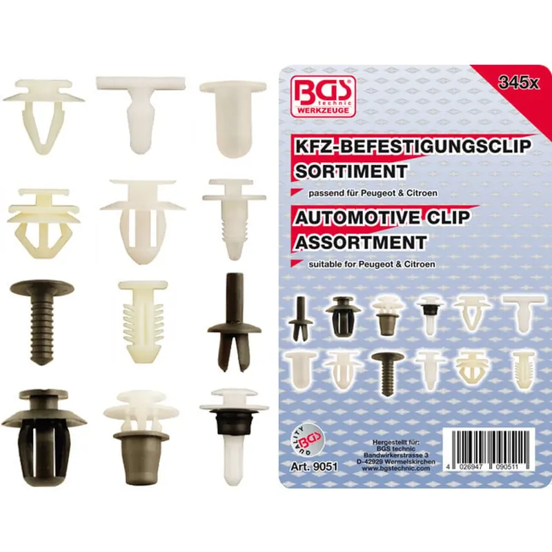 Voordeelprijs Bgs Assortiment Bevestigingsclips Voor Peugeot, Citroen 345 Delig