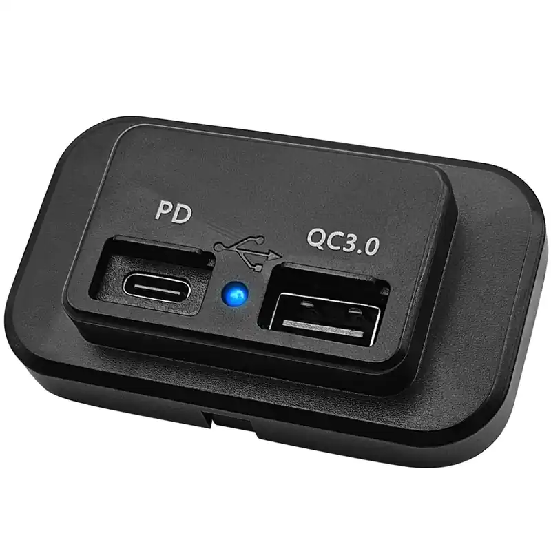 Laatste Kans 12v Usb Autolader 2 Poorten Opbouw - Qc3.0 - Pousb-4qc - Usb C Stopcontact Auto, Boot En Camper -