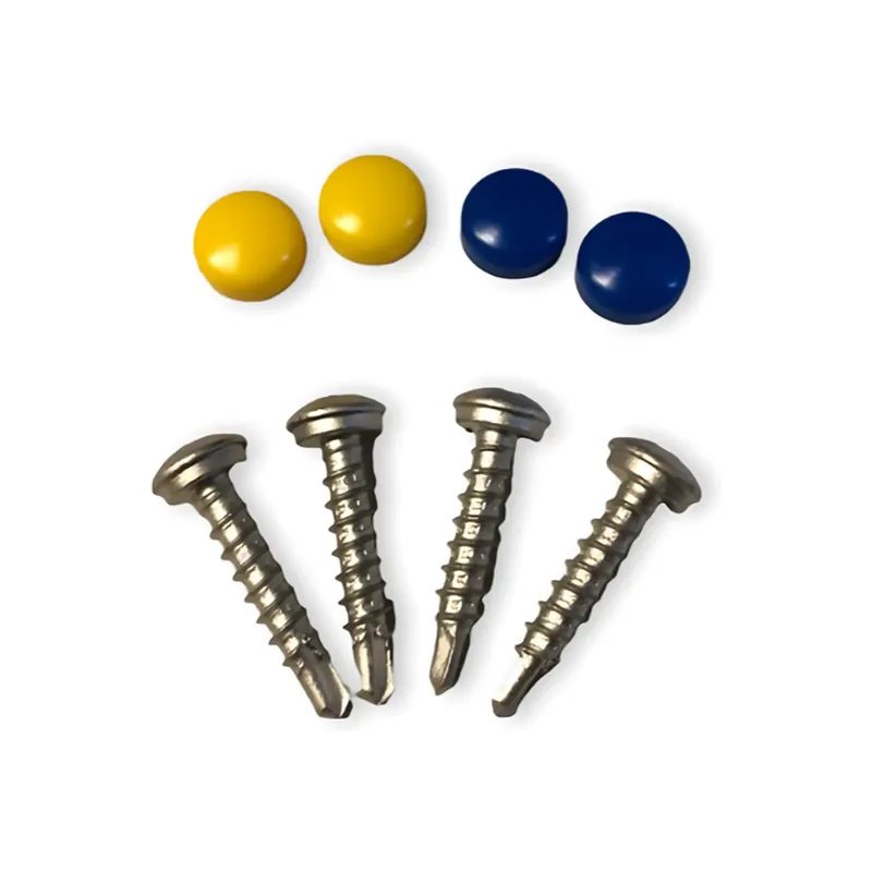 Lb Tools 4x Kentekenplaatschroeven Met 2x Gele En 2x Blauwe Dopjes (lb1132) Lage Prijs