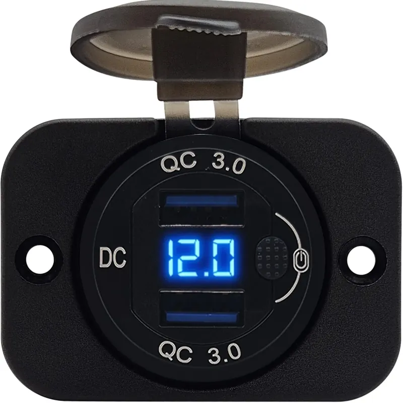Proride 12v Usb Stopcontact 2 Poorten Inbouw Met Schakelaar/voltmeter - Qc3.0 - Ds2120b - Usb Alleen Vandaag