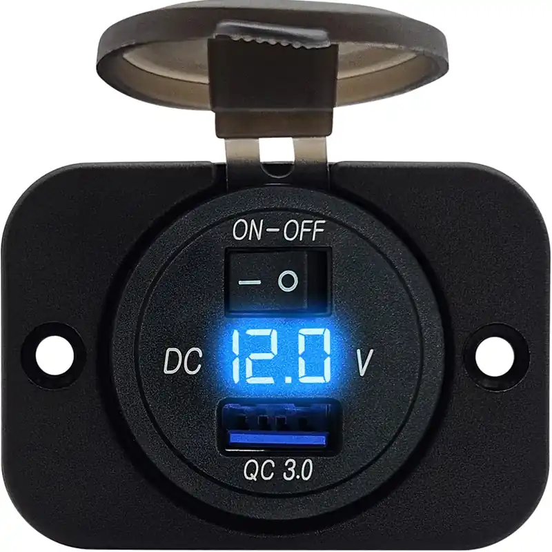 Proride 12v Usb Stopcontact 1 Poort Inbouw Met Schakelaar/voltmeter - 5v/2.4a - Usb Autolader, Boot Voordeelprijs
