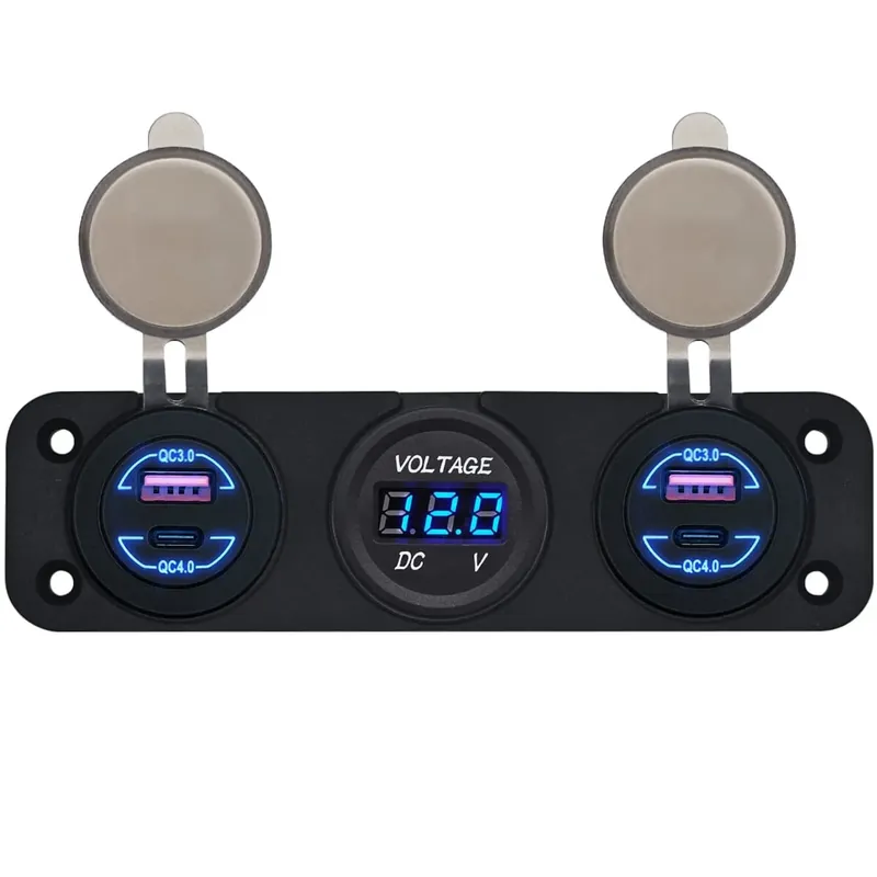 Weekendaanbieding Proride 12v Usb Autolader 4 Poorten - Qc4.0 - P129565 - Drievoudig Inbouw Met Voltmeter