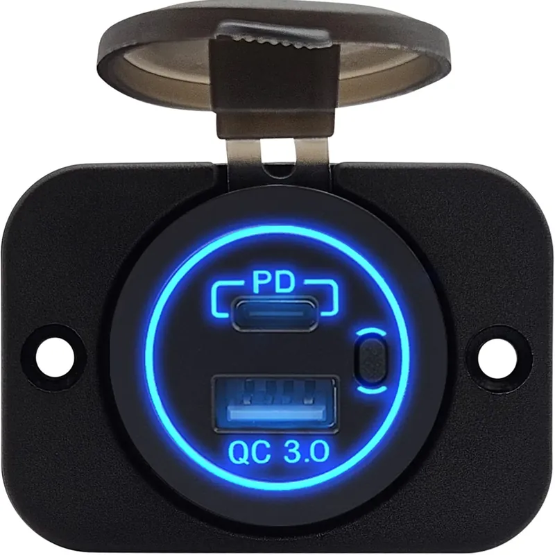 Proride 12v Usb/usb C Stopcontact 2 Poorten Inbouw Met Schakelaar - Qc3.0 - Usb Autolader, Boot En Flitsaanbieding