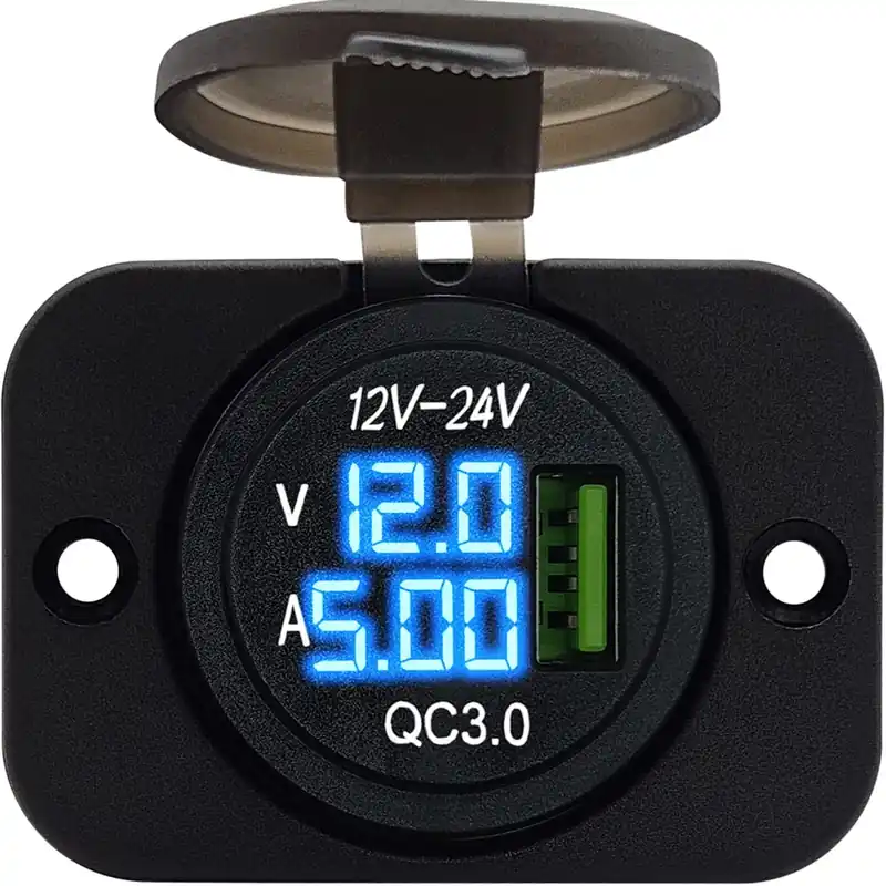 Proride 12v Usb Stopcontact Inbouw Met Voltmeter/ampèremeter - Qc3.0 - Usb Autolader, Boot En Camper Exclusieve Aanbieding