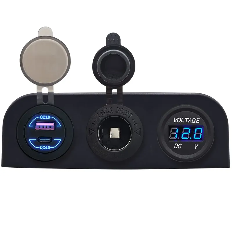 Alleen Vandaag Proride 12v Usb Autolader 2 Poorten - Qc4.0 - Voltmeter En 12v/24v Sigarettenplug - Drievoudig