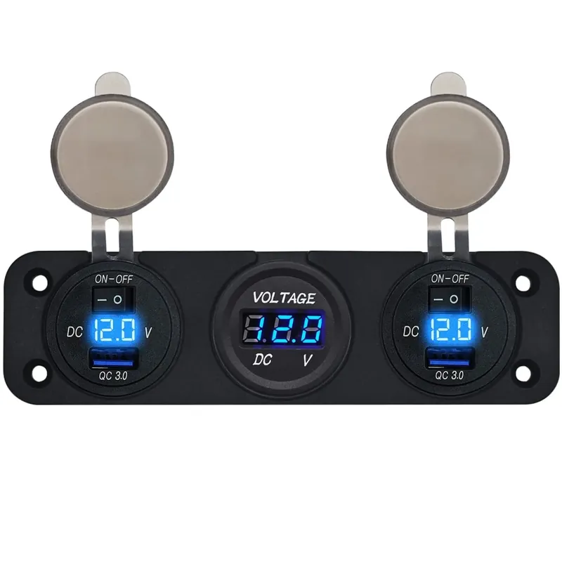 Proride 12v Usb Autolader 2 Poort - 5v/2.4a - P53120b - Drievoudig Inbouw Met Voltmeter Fabrieksprijs