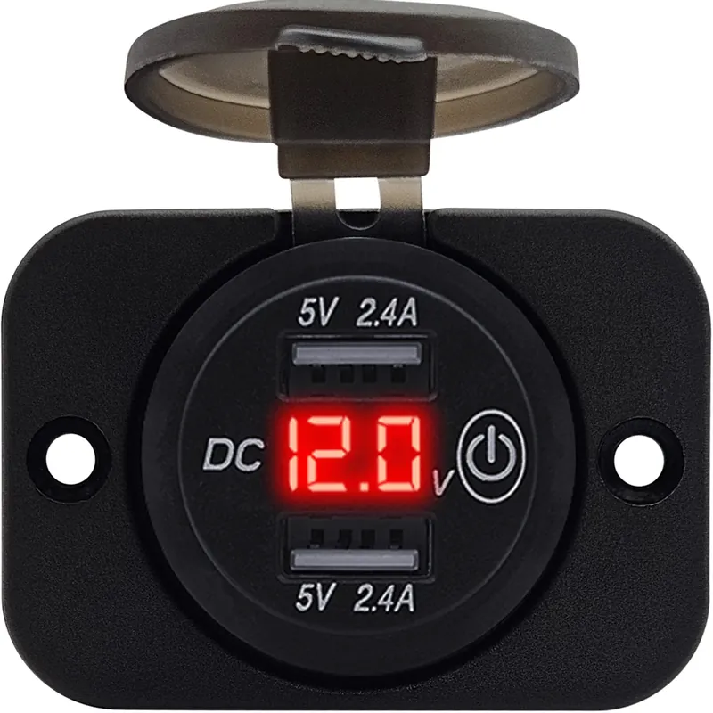 Proride 12v Usb Stopcontact 2 Poorten Inbouw Met Schakelaar/voltmeter - 5v/2.4a - Usb Autolader, Direct Verzonden