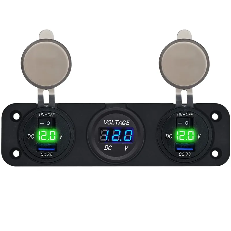 Geld-Terug-Garantie Proride 12v Usb Autolader 2 Poort - 5v/2.4a - P53210g - Drievoudig Inbouw Met Voltmeter