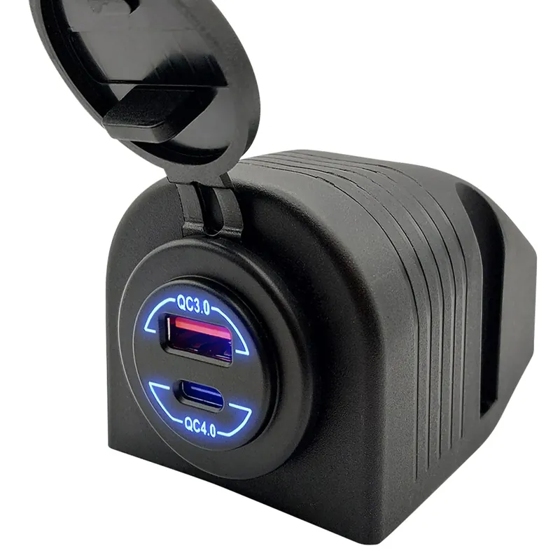 Proride 12v Usb Stopcontact 2 Poorten Opbouw - Qc4.0 - Usb Autolader, Boot En Camper - Complete Set Direct Beschikbaar