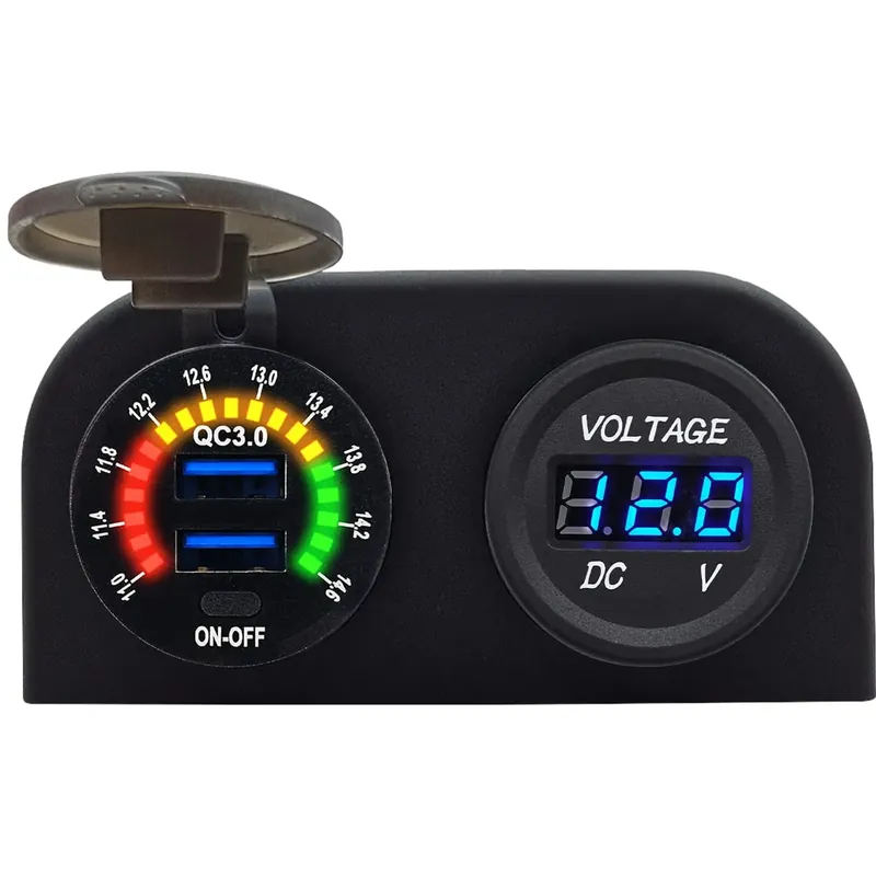 Express Levering Proride 12v Usb Autolader2 Poorten Opbouw Met Schakelaar - Qc3.0 - Tweevoudig Opbouw