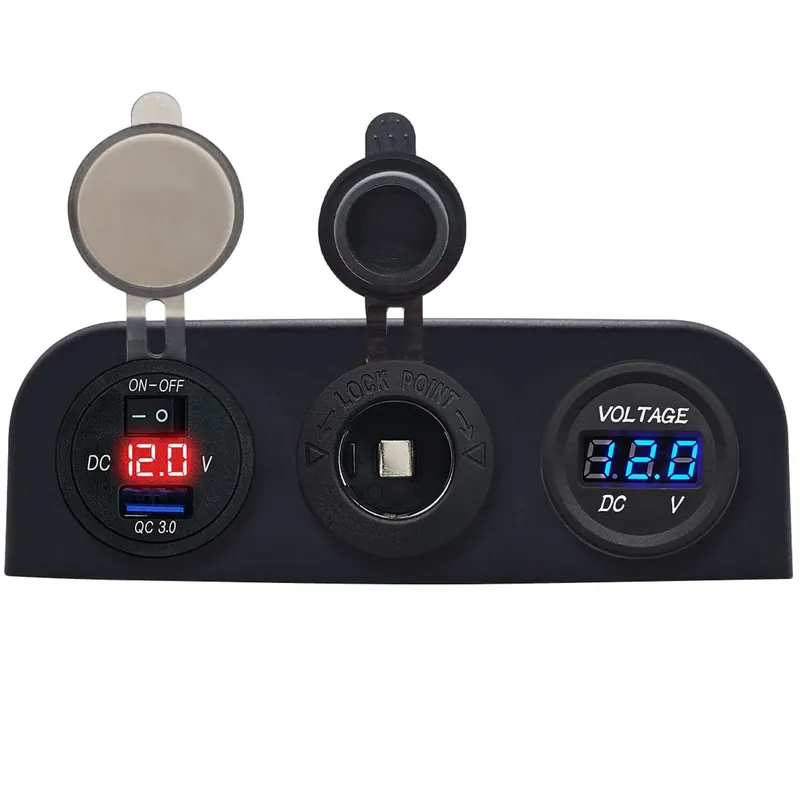 Proride 12v Usb Autolader 1 Poorten - Voltmeter En 12v/24v Sigarettenplug - Drievoudig Opbouw Paneel Wereldwijde Verzending