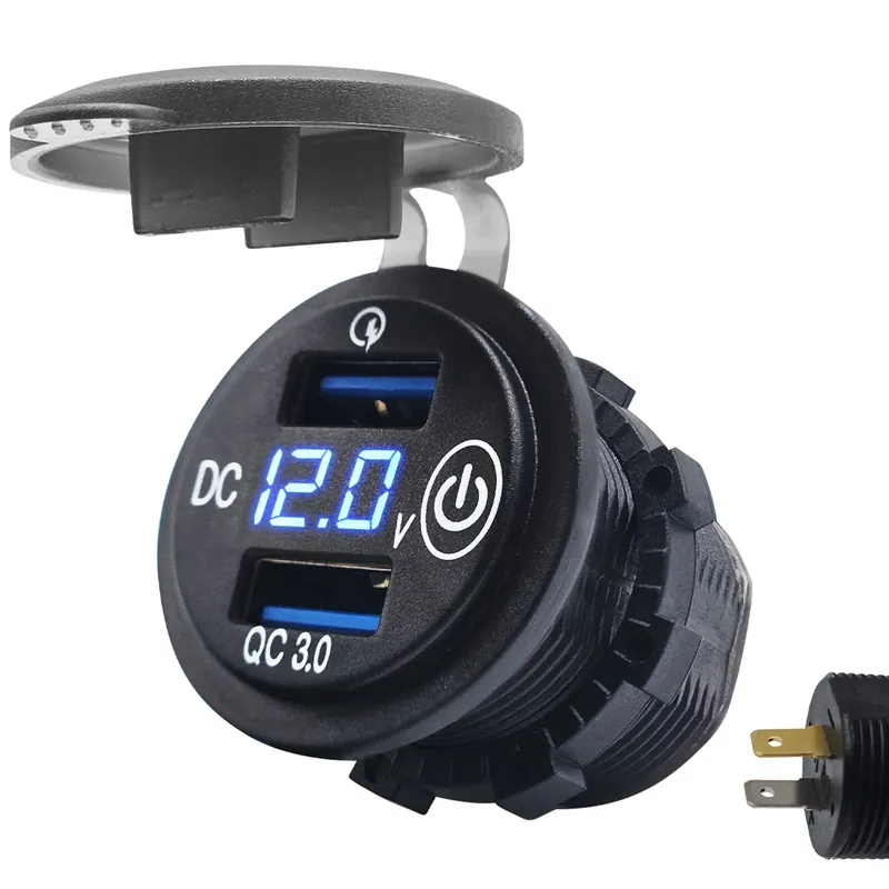 Proride 12v Usb Autolader 2 Poorten Met Schakelaar & Voltmeter - Inbouw - Qc3.0 - Usb Goedkoop