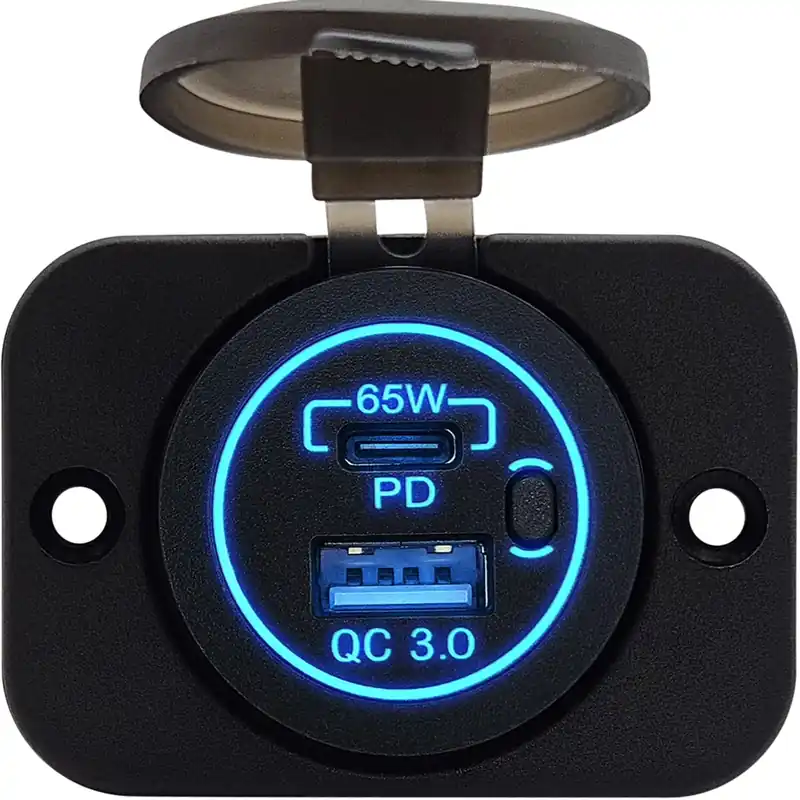 Proride 12v Usb/usb C Stopcontact 2 Poorten Inbouw Met Schakelaar - 65w - Qc3.0 - Usb Autolader, Meest Verkocht