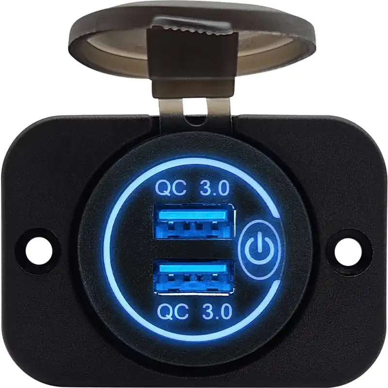 Flitsaanbieding Proride 12v Usb Stopcontact 2 Poorten Inbouw Met Schakelaar - Qc3.0 - Pusb1qc-b - Usb Autolader,