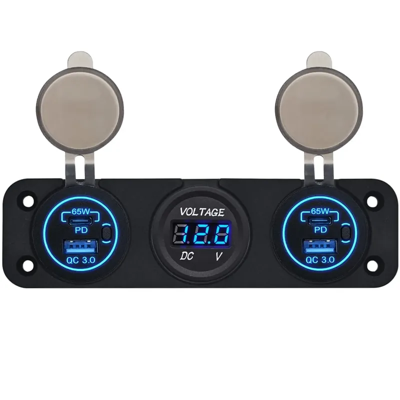 Proride 12v Usb Autolader 4 Poorten - 65w/qc3.0 - P19172 - Drievoudig Inbouw Met Voltmeter Must-Have