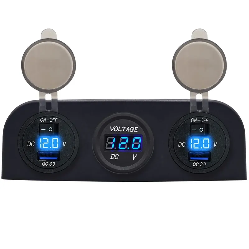 Express Levering Proride 12v Usb Autolader 2 Poort - 5v/2.4a - P53120b - Drievoudig Opbouw Paneel Met Voltmeter