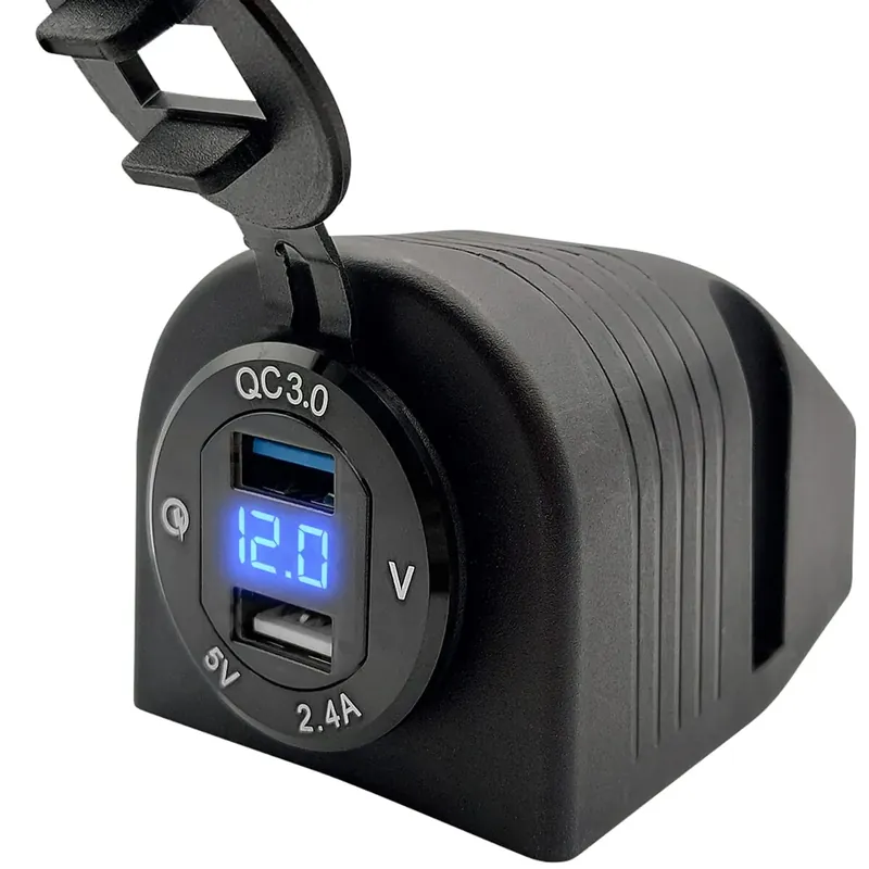 Proride 12v Usb Stopcontact 2 Poorten Opbouw Met Voltmeter - Qc3.0 - Ds2114b - Usb Autolader, Boot Direct Verzonden