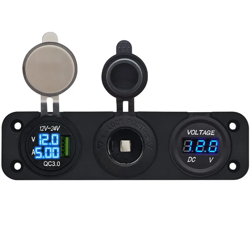 Proride 12v Usb Autolader 1 Poort - Voltmeter En 12v/24v Sigarettenplug - Drievoudig Inbouw Direct Verzonden