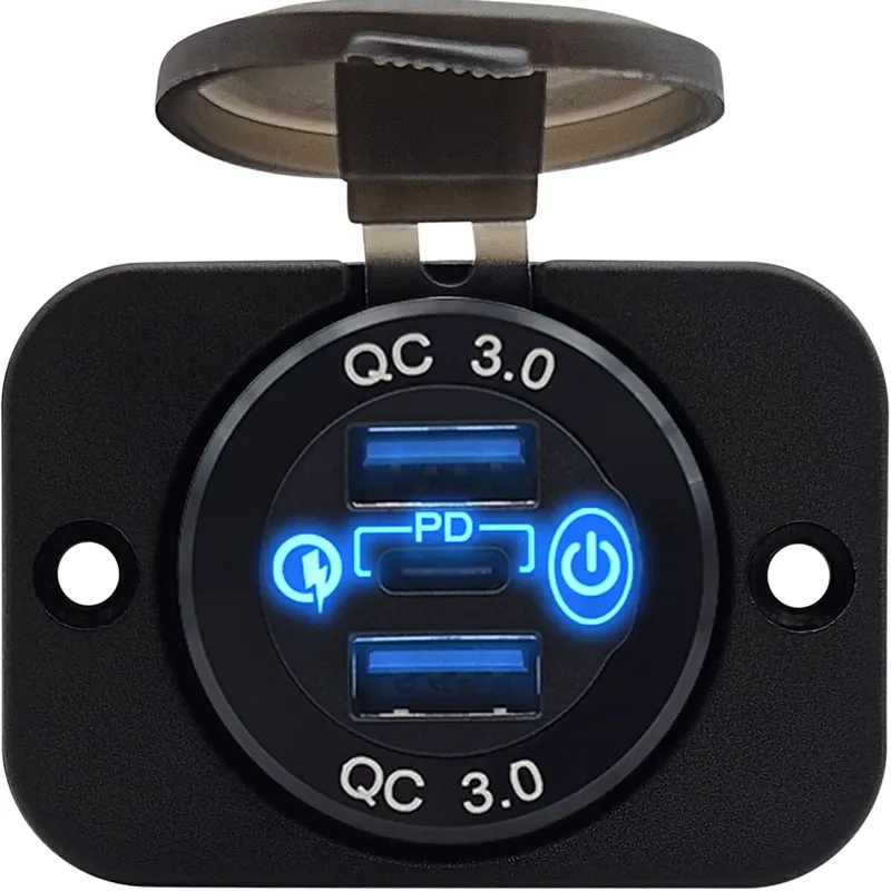 Proride 12v Usb Stopcontact 3 Poorten Inbouw Met Schakelaar - Qc3.0 - Usb Autolader, Boot En Camper Op = Op