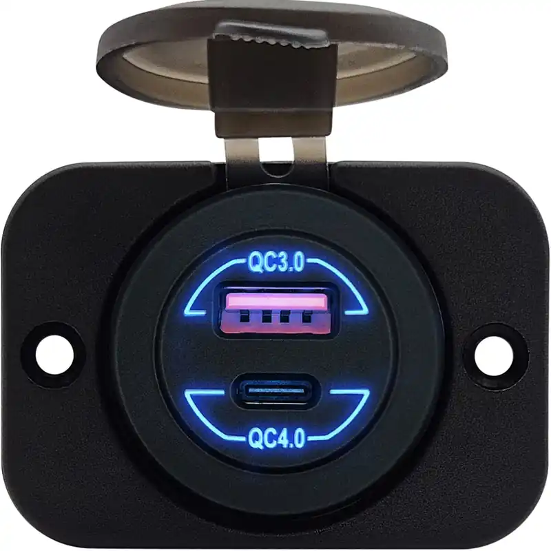 Professioneel Proride 12v Usb Stopcontact 2 Poorten Inbouw - Qc4.0 - Usb Autolader, Boot En Camper - Complete Set