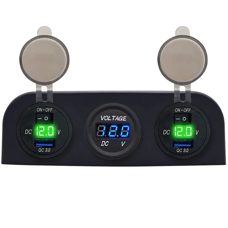Gratis Retour Proride 12v Usb Autolader 2 Poort - 5v/2.4a - P53210g - Drievoudig Opbouw Paneel Met Voltmeter