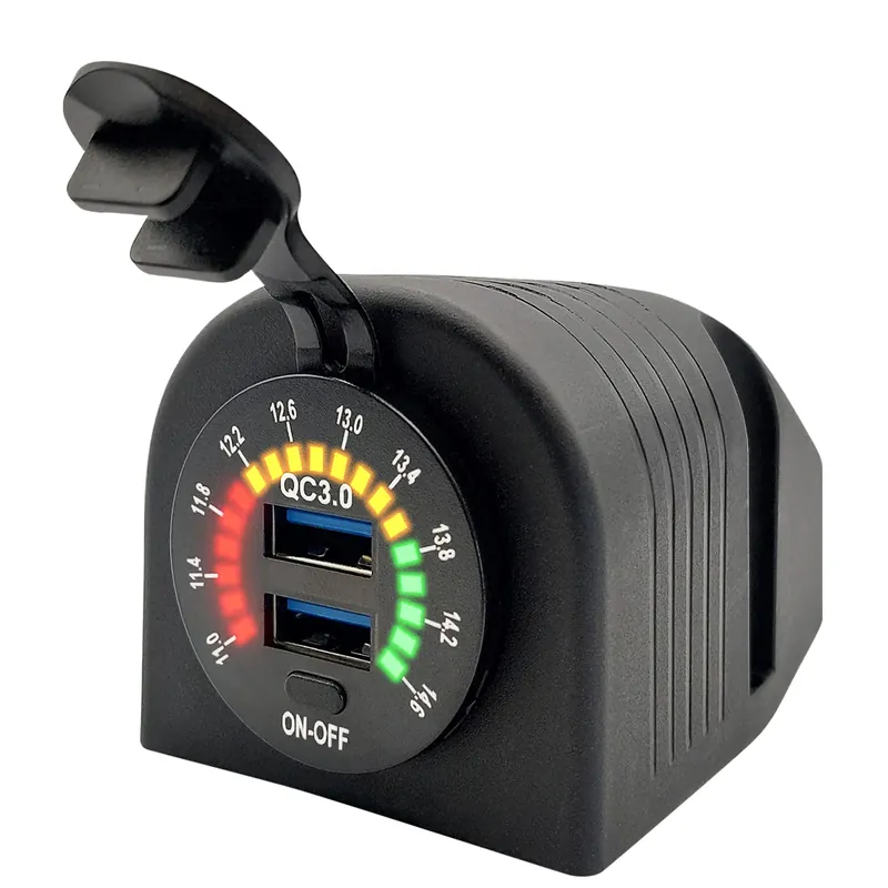 Proride 12v Usb Stopcontact 2 Poorten Opbouw Met Schakelaar/voltmeter - Qc3.0 - Usb Autolader, Boot Exclusieve Aanbieding