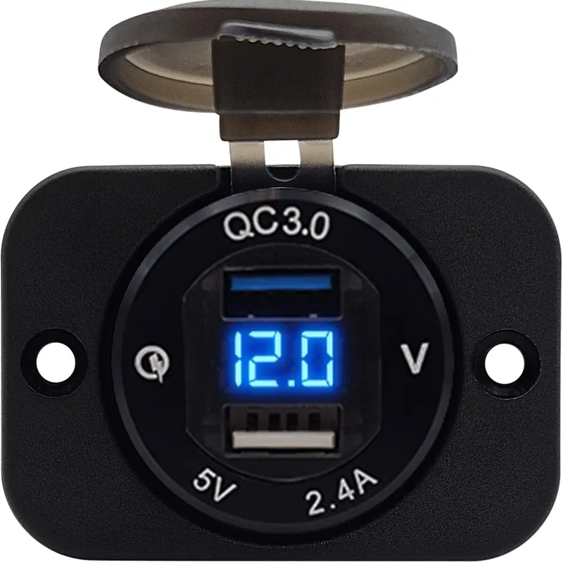 Laatste Versie Proride 12v Usb Stopcontact 2 Poorten Inbouw Met Voltmeter - 5v/2.4a - Ds2114b - Usb Autolader, Boot