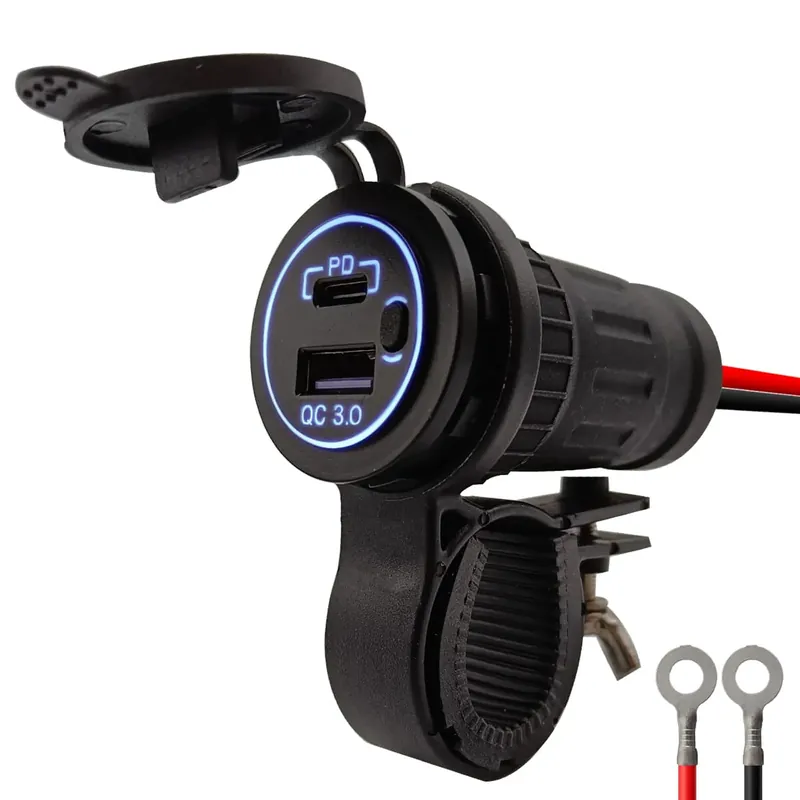 Proride 12v Usb Lader Motor - Usb C Aansluiting Motor - 2 Poorten Met Schakelaar - Qc3.0 - Voor Aanbieding