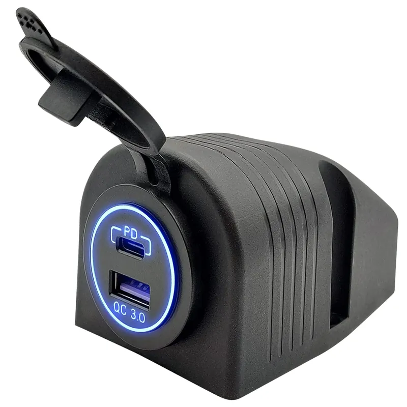 Proride 12v Usb/usb C Stopcontact 2 Poorten Opbouw Met Schakelaar - Qc3.0 - Usb Autolader, Boot En Op = Op
