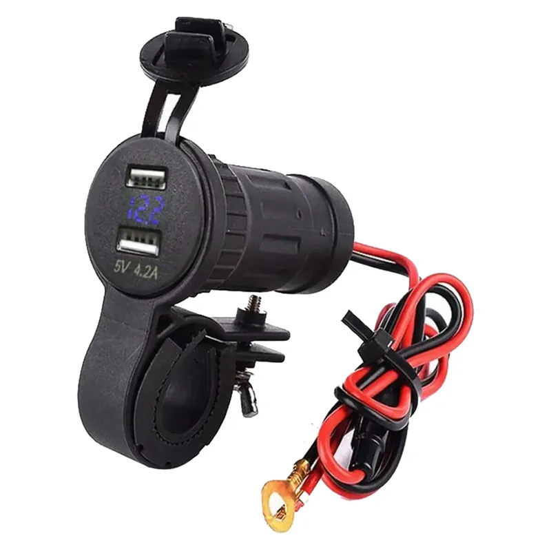 Beste Prijs Proride 12v Usb Oplader Met Voltmeter Voor Motor - 2 Poorten - Met Voltmeter - 5v/4.2a - Voor Motor