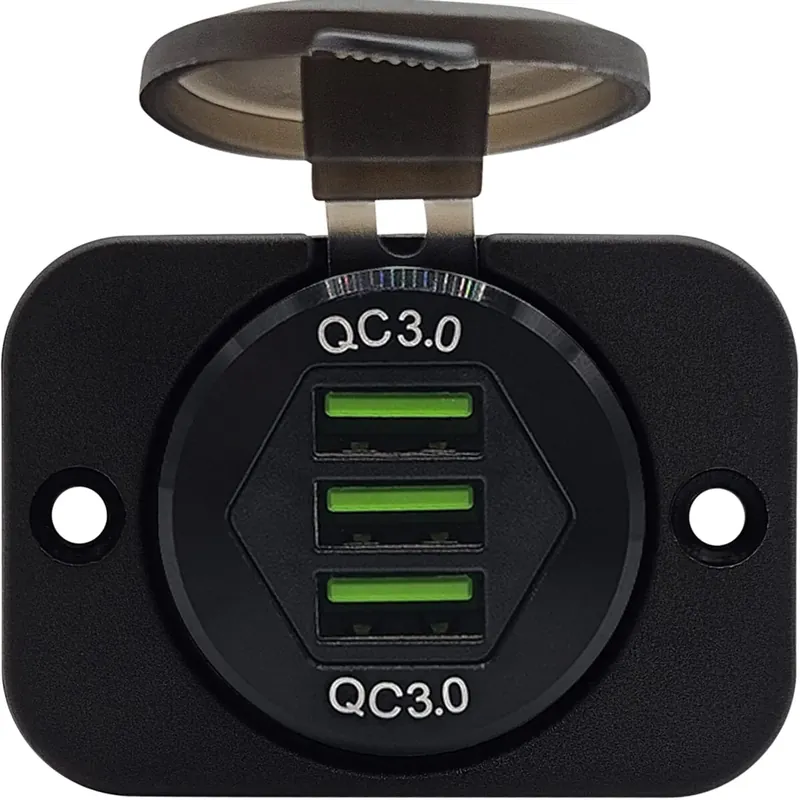 Proride 12v Usb Stopcontact 3 Poorten Inbouw - Qc3.0 - Ds2085b - Usb Autolader, Boot En Camper - Speciale Aanbieding