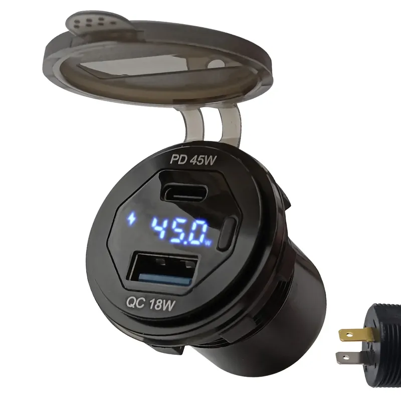 Proride 12v Usb/usb C Autolader 2 Poorten Inbouw Met Schakelaar En Wattagemeter - 45w - Qc3.0 - Usb Meest Verkocht