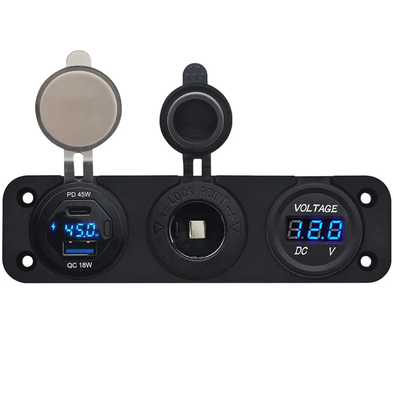 Proride 12v Usb Autolader 2 Poorten - 45w/qc3.0 - Voltmeter En 12v/24v Sigarettenplug - Drievoudig Shop Nu