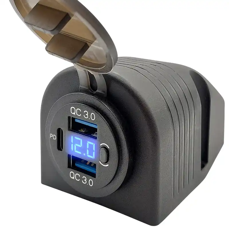 Weekendaanbieding Proride 12v Usb Stopcontact 3 Poorten Opbouw Met Schakelaar/voltmeter - Qc3.0 - Usb Autolader, Boot