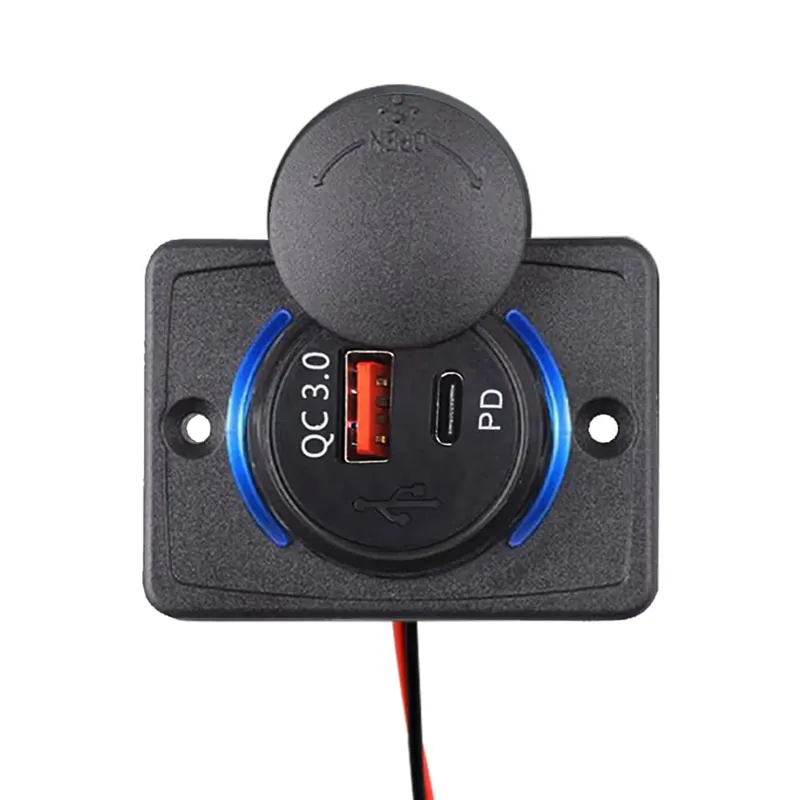 12v Usb Autolader 2 Poorten Opbouw - Qc3.0 - Pousb-3qc - Usb C Stopcontact Auto, Boot En Camper - Beste Prijs