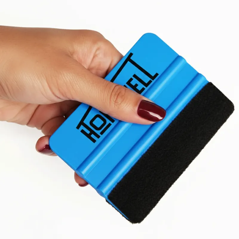 Rakel met vilt - Rubberen Squeegee - (voor raamfolie, carwrap, plakfolie) 10x7,5cm Koopje