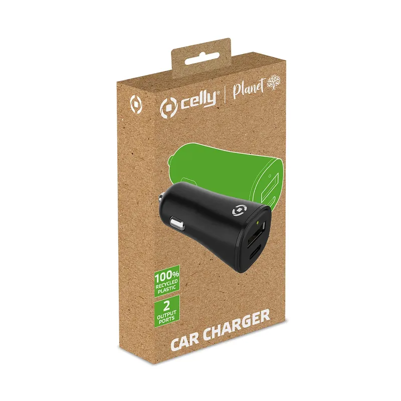 Wereldwijde Verzending Celly Planet Autolader Usb-a + Usb-c
