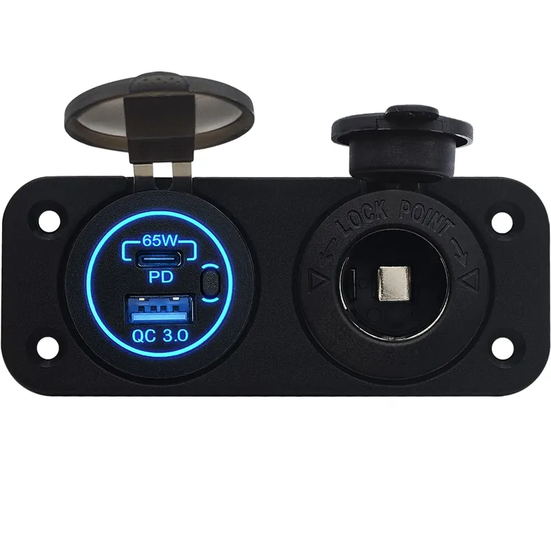 Proride 12v Usb/usb C Stopcontact 2 Poorten Inbouw Met Schakelaar - 65w - Qc3.0 - Met 12/24v Voordeelprijs