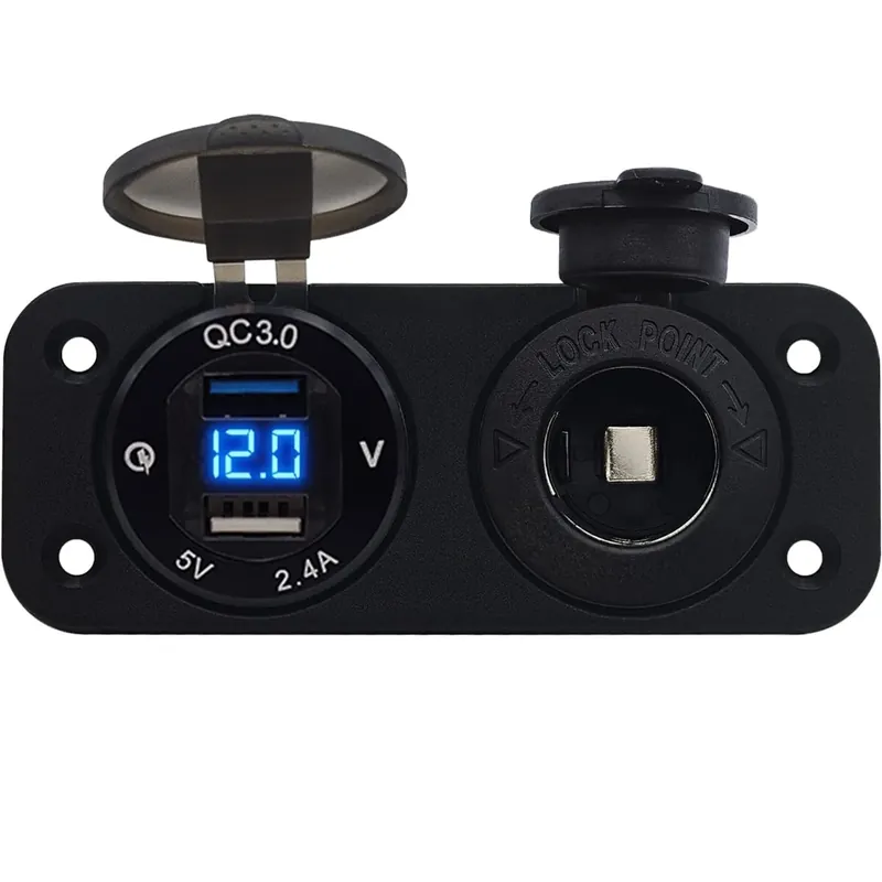 Dagaanbieding Proride 12v Usb Autolader 2 Poorten Inbouw Met Voltmeter - 5v/2.4a - Ds2114b - Met 12/24v Sigaretten