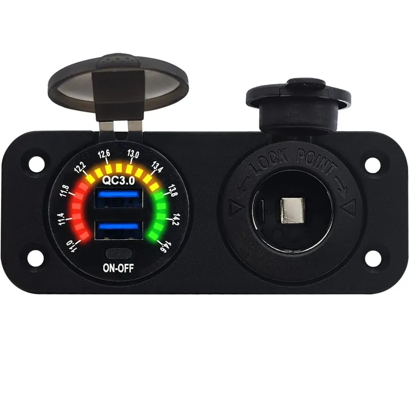 Proride 12v Usb Autolader2 Poorten Inbouw Met Schakelaar/voltmeter - Qc3.0 - Met 12/24v Sigaretten Korting