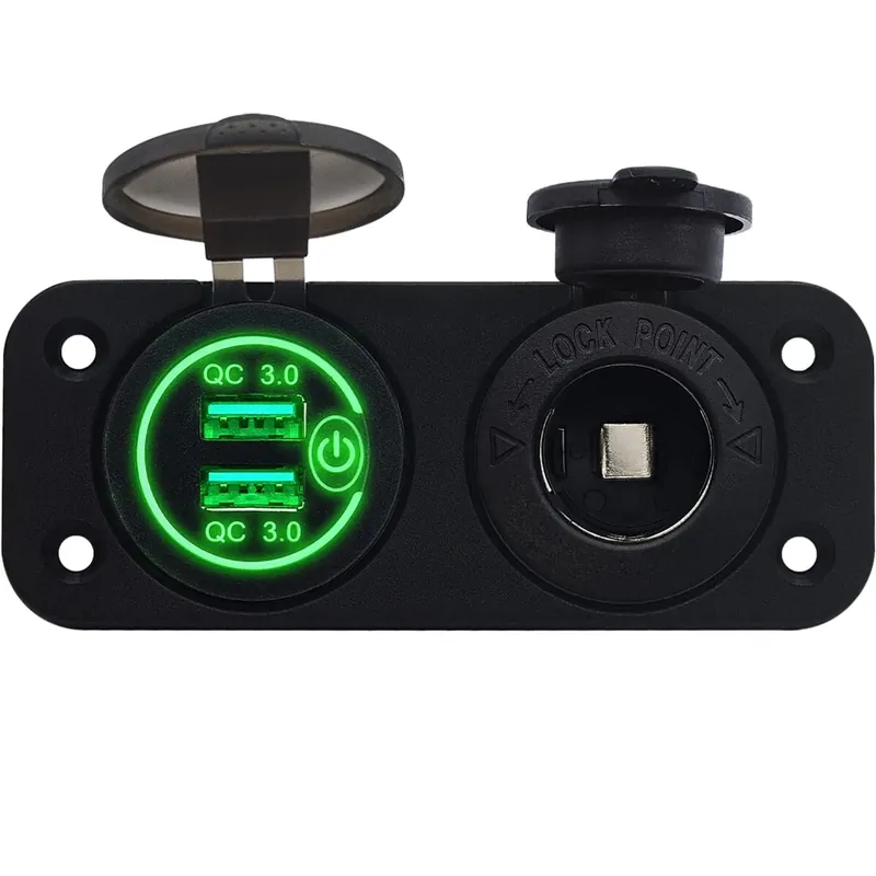 Premium Proride 12v Usb Autolader 2 Poorten Inbouw Met Schakelaar - Qc3.0 - Pusb1qc-g - Met 12/24v