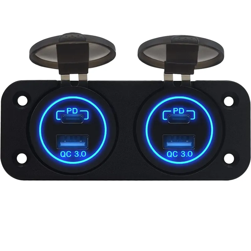 Proride 12v Usb/usb C Stopcontact 4 Poorten - Tweevoudig Inbouw - Qc3.0 - Usb Autolader, Boot En Wereldwijde Verzending